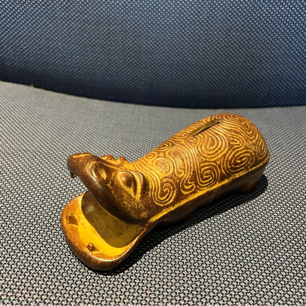 Mid Century vintage Hippo stoneware coin bank